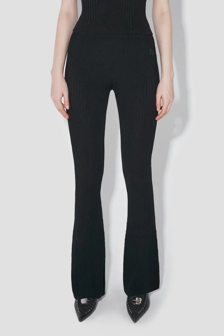 Knitted Seamless Flared High Waisted Pants