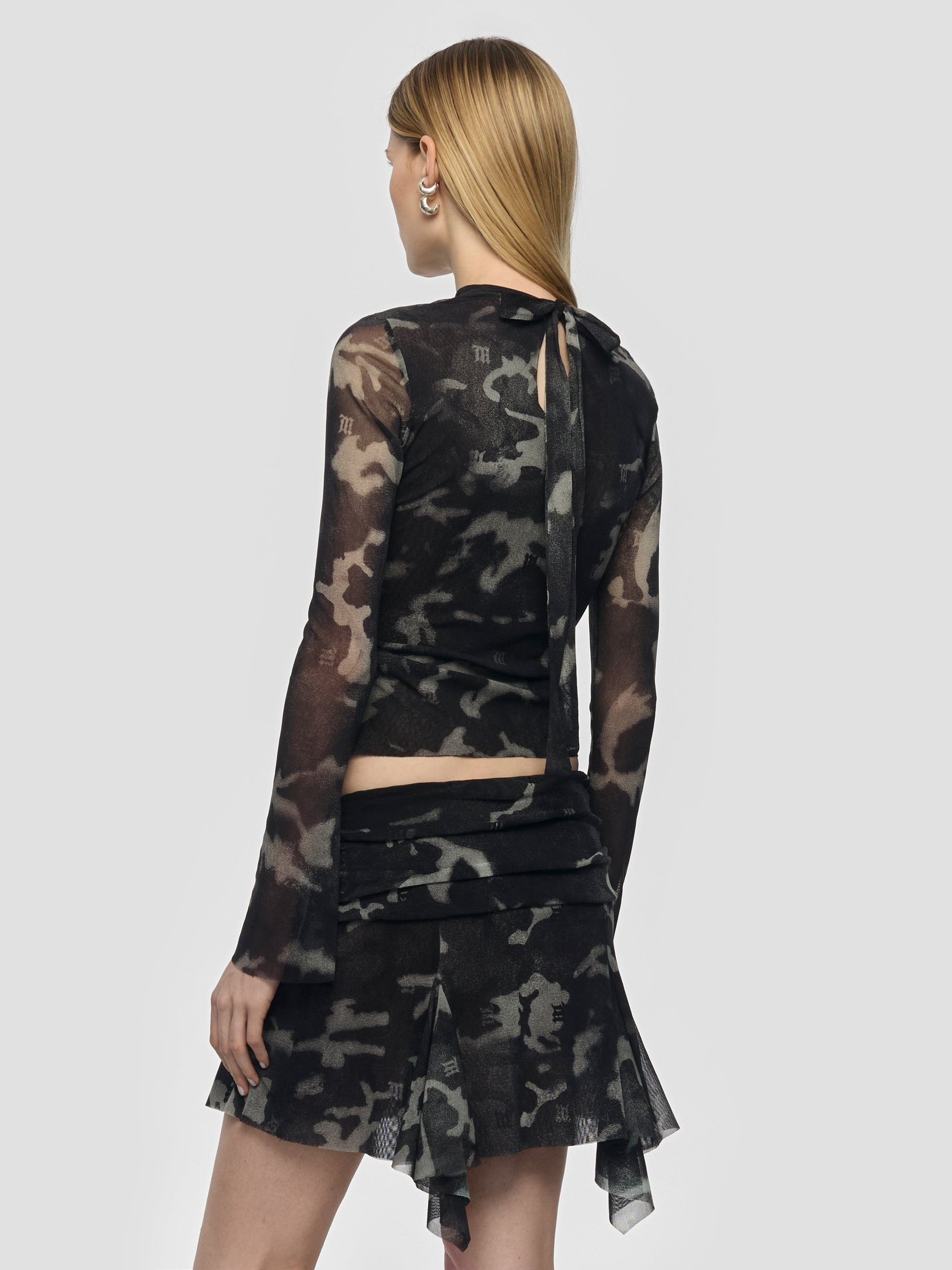 Camo Mesh Longsleeve Top