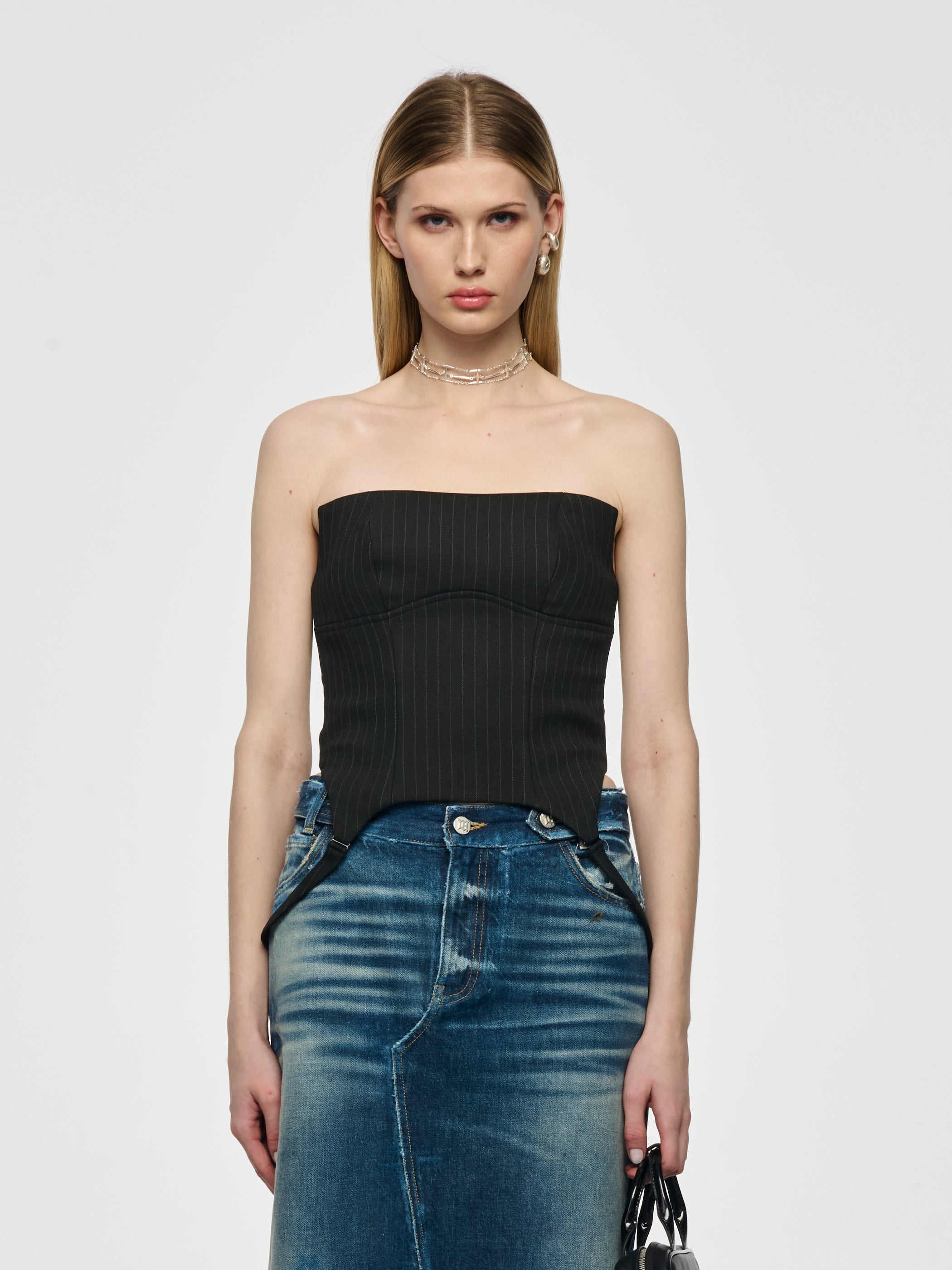Pinstripe Corset Top
