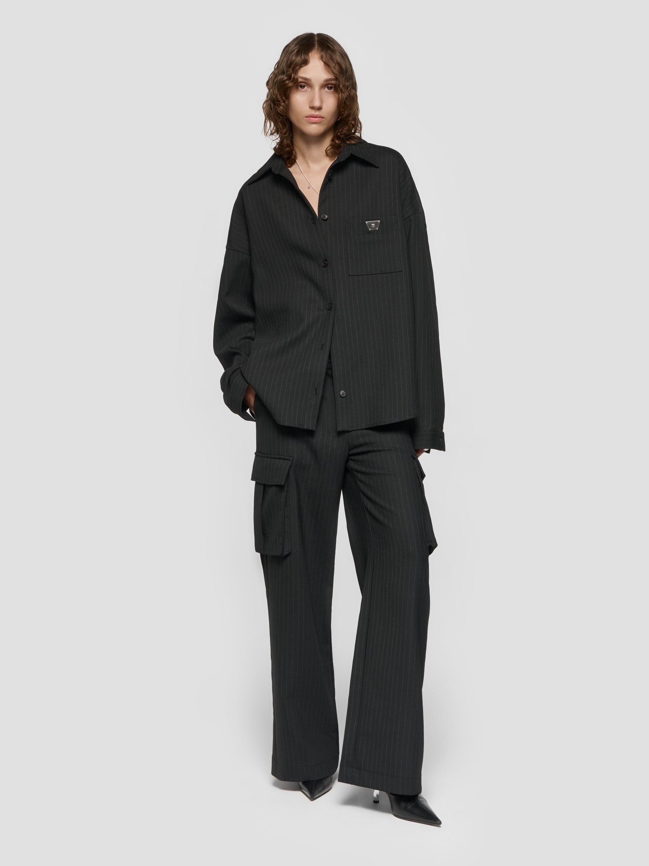 Pinstripe Wide Leg Trousers