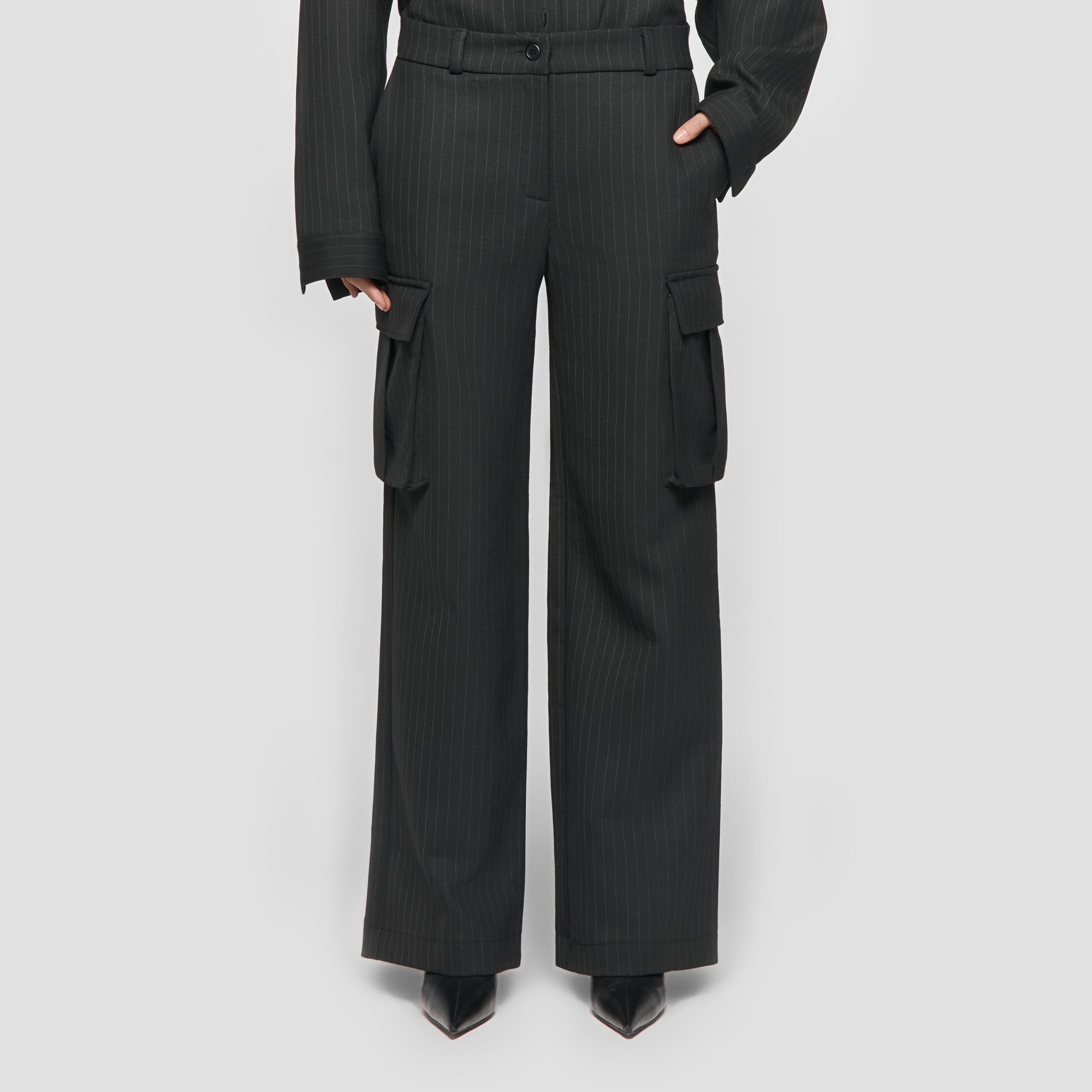 Pinstripe Wide Leg Trousers