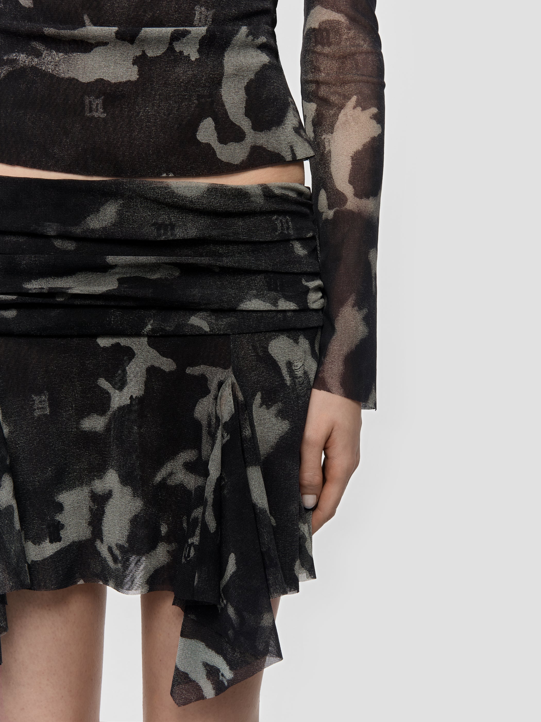 Camo Mesh Mini Skirt