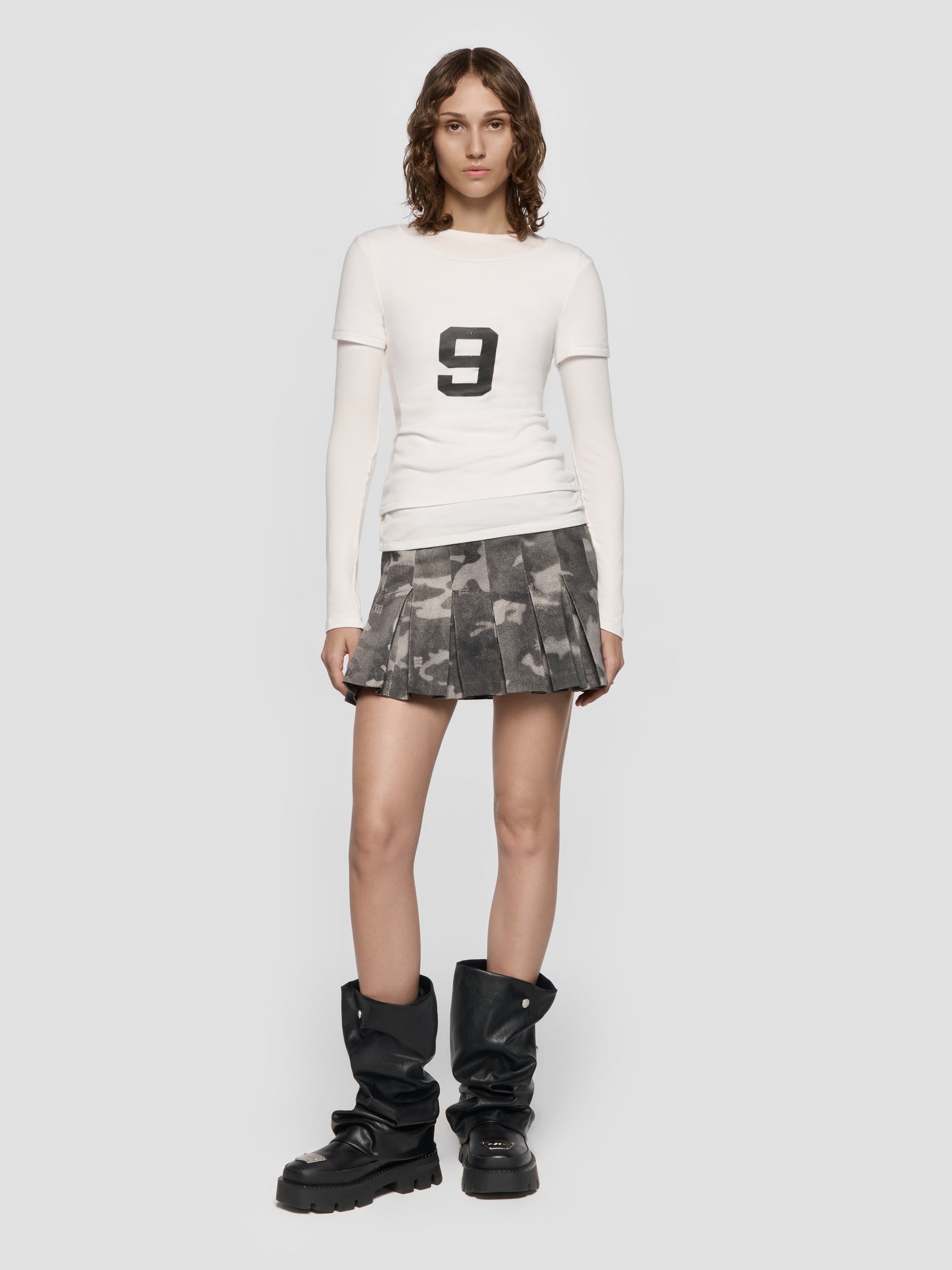 Camo Pleated Mini Skirt