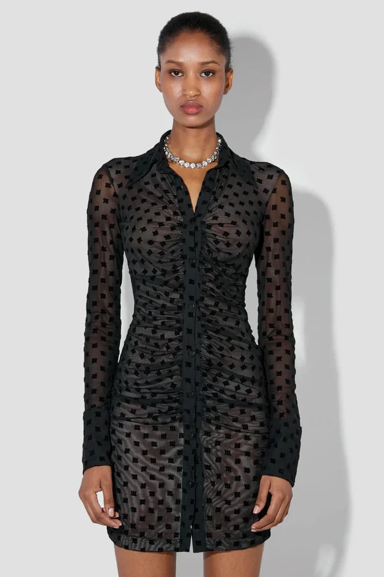 Mesh Monogram Shirt Dress